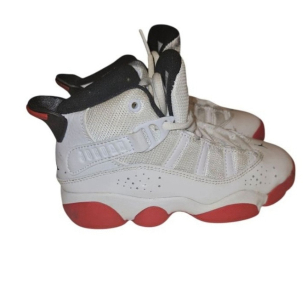 Nike Jordan 6 Rings Sneakers Toddler Boys Size 11C White Red